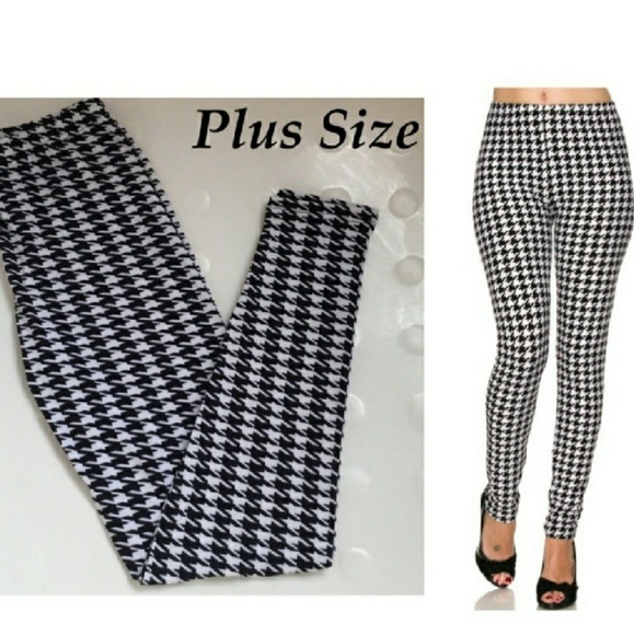 Pants - PLUS size herringbone houndstooth leggings 27"